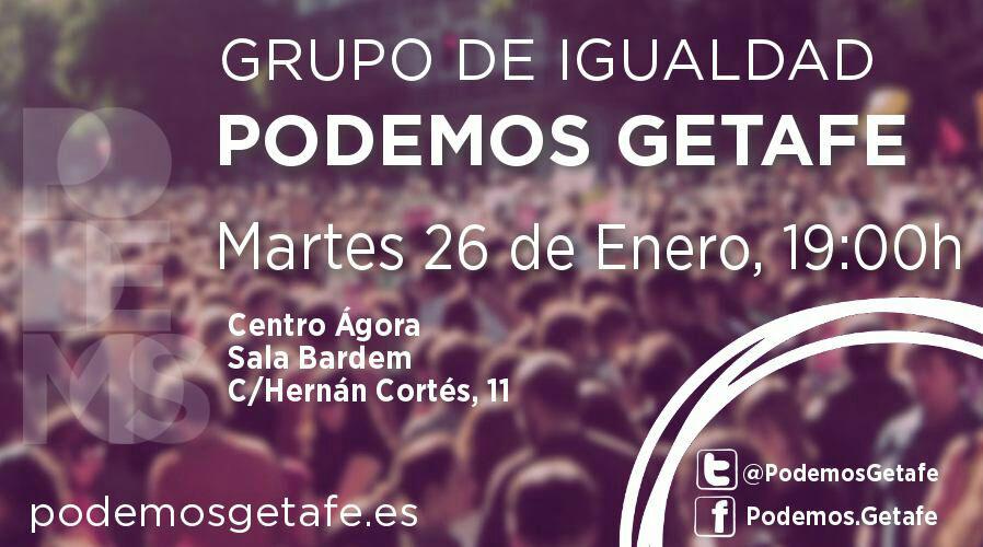 Convocatoria Grupo de Igualdad, martes 26 de enero