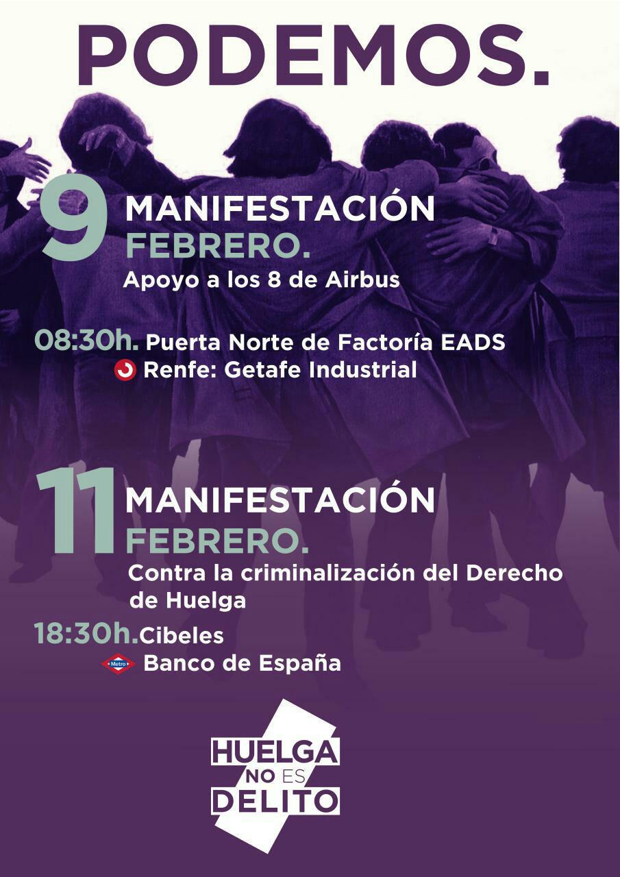 Podemos Getafe se solidariza con los 8 de Airbus