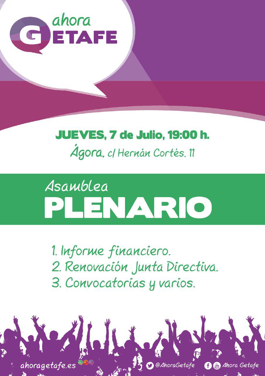 Asamblea plenario Ahora Getafe, jueves 7 julio