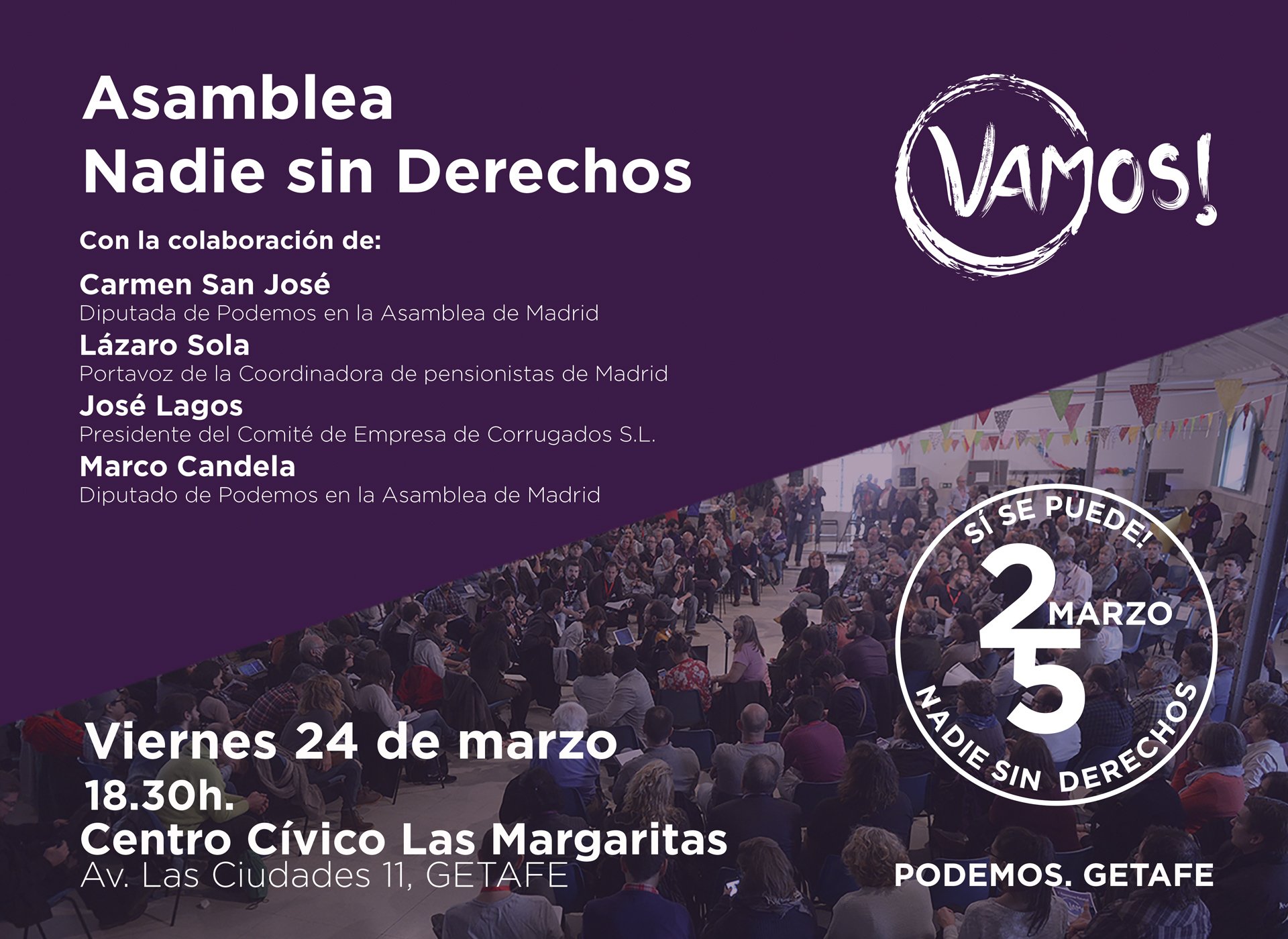 24 marzo: Asamblea “Nadie sin derechos”, organizada por Vamos! Getafe