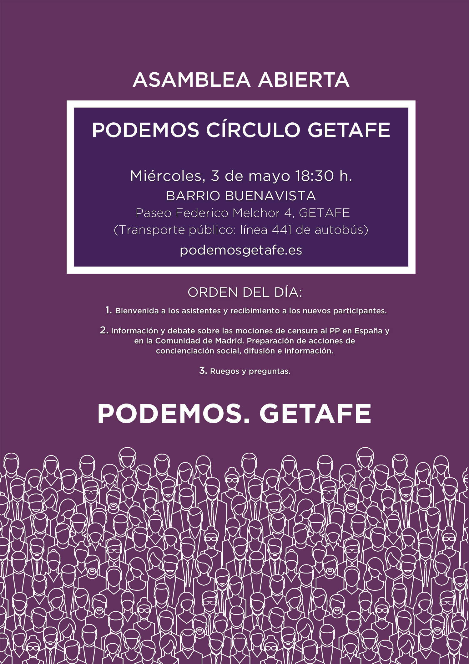 Asamblea Círculo de Podemos Getafe: Buenavista, 3 mayo