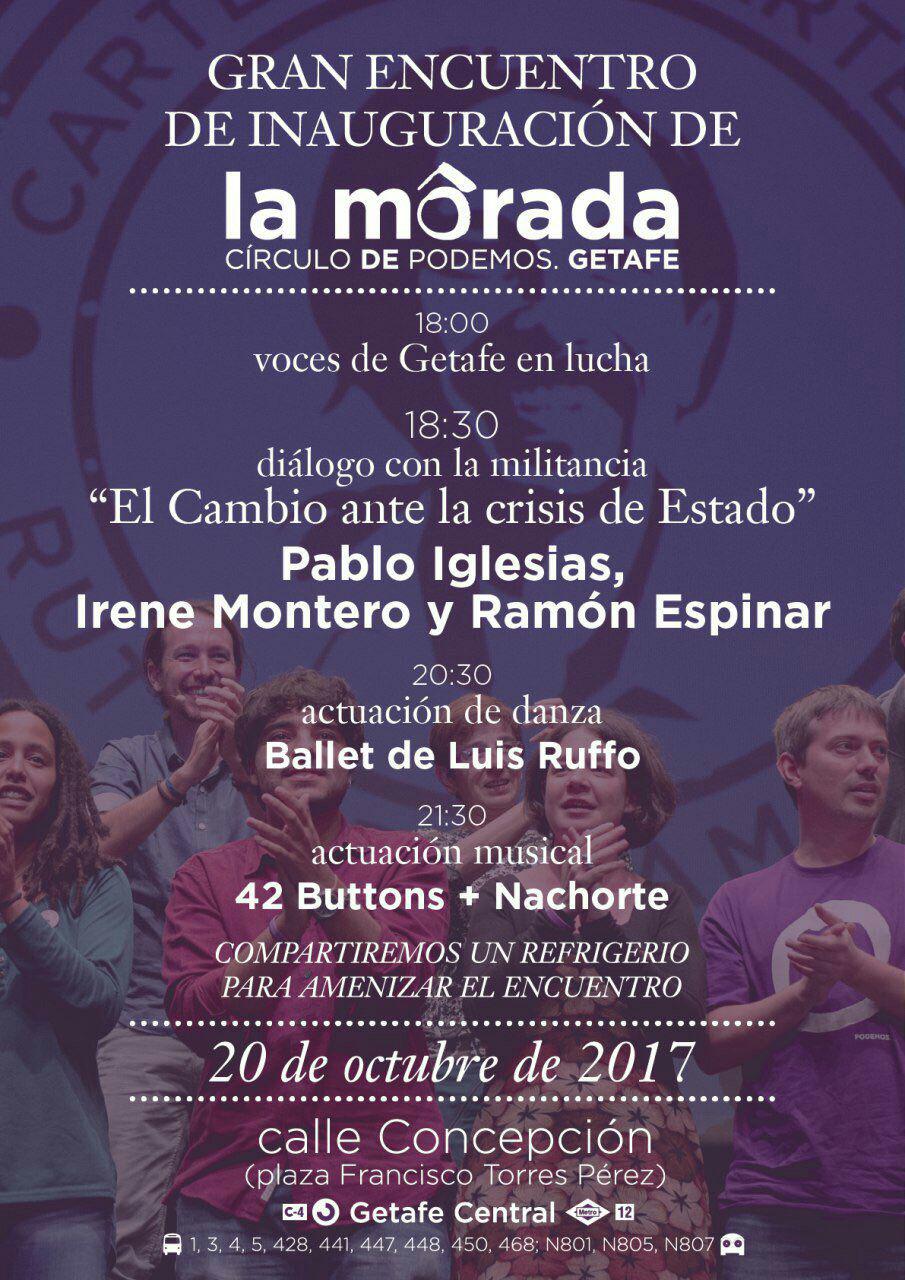 El viernes, fiesta de inauguración de La Morada del Círculo Podemos Getafe