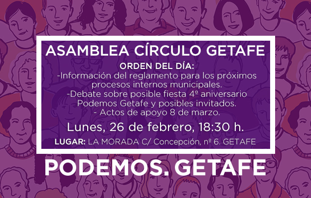 Próxima asamblea Círculo Podemos de Getafe: lunes 26 de febrero