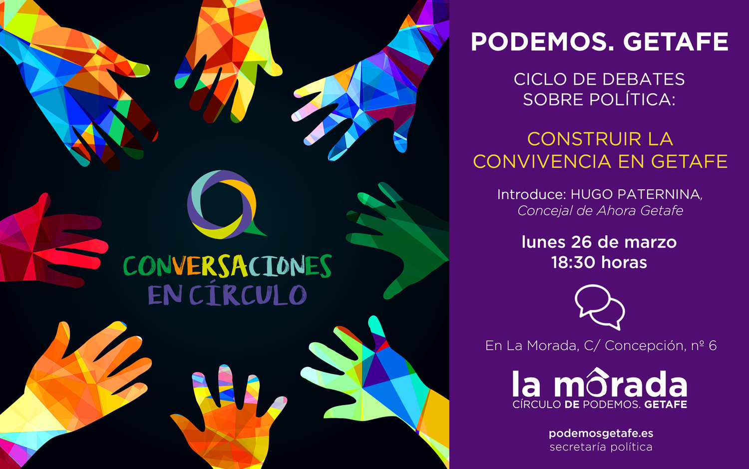 Debate: «Construir la Convivencia en Getafe». Lunes 26 de marzo