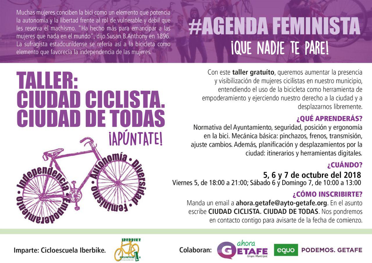 Ciudad ciclista, ciudad de todas; taller ciclista que comienza este fin de semana