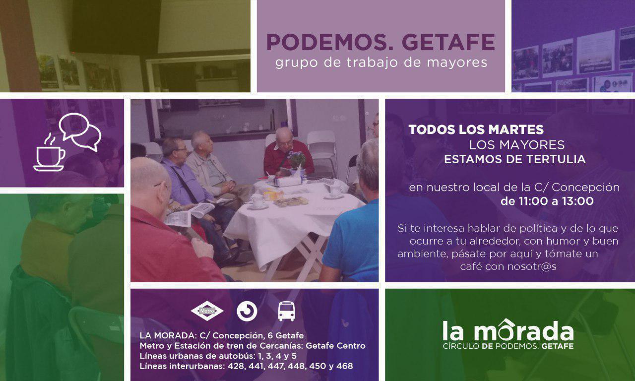 Tertulia de mayores en la Morada del Círculo de Podemos Getafe