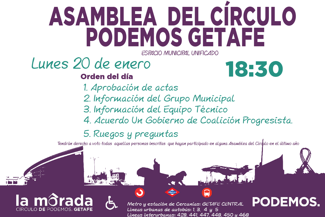 Convocatoria de la Asamblea del Círculo Podemos Getafe